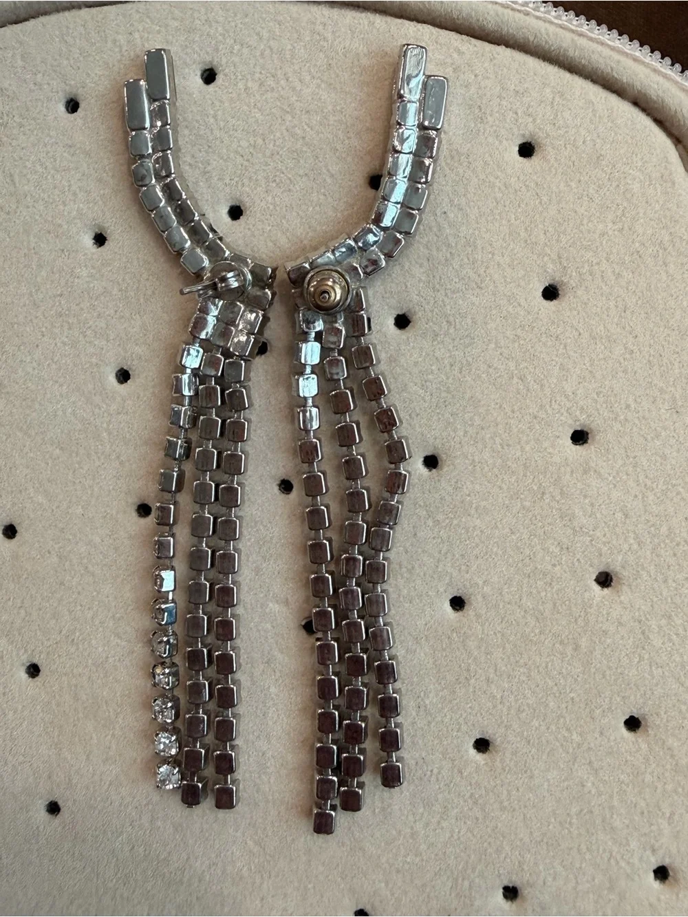 Vintage Rhinestone Ear Climber Chandelier Fringe Earrings 1063